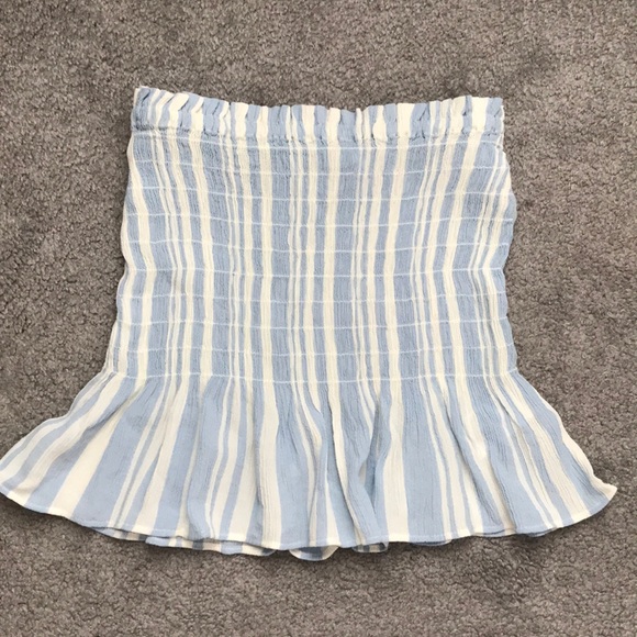smocked peplum tube top